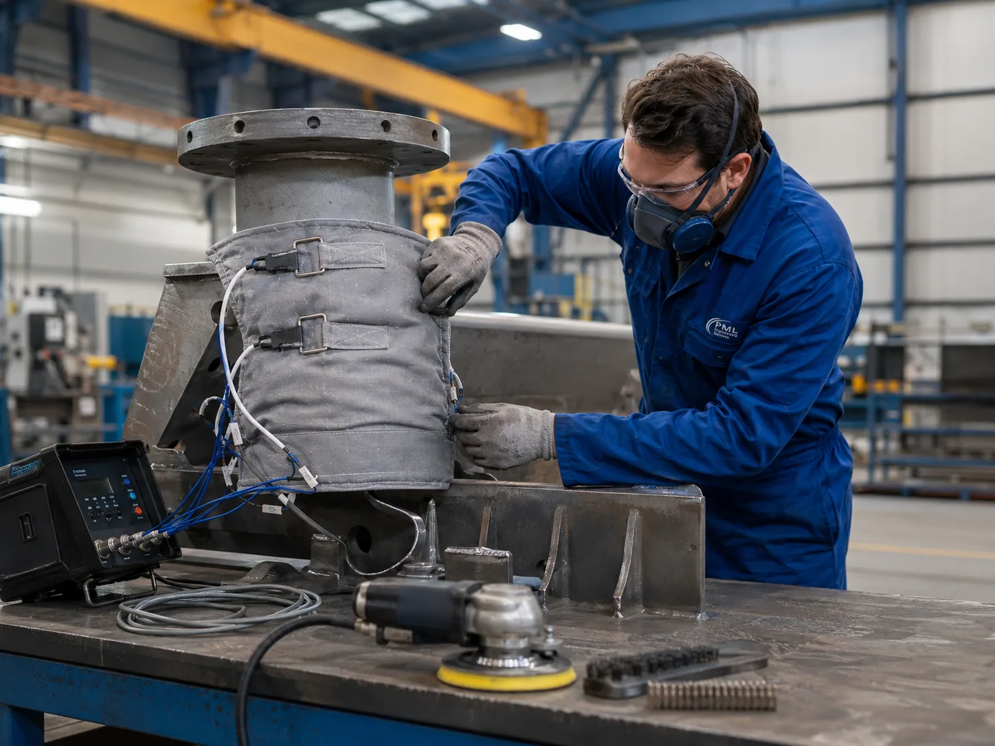 PML Engineering protective coatings and post-weld heat treatment support in an industrial workshop